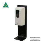 Black Wall Mounting Plate - For Hand Sanitiser Dispenser - Shown with dispenser